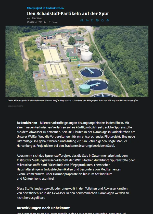 Article du Kölner Stadt-Anzeiger : Pilotprojekt in Rodenkirchen [en allemand]