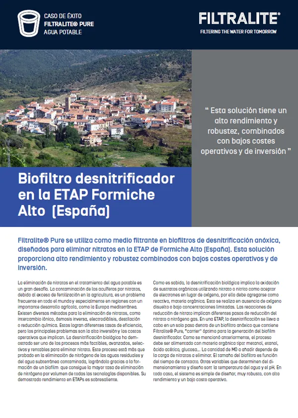 Biofiltro desnitrificador en la ETAP Formiche Alto (España)