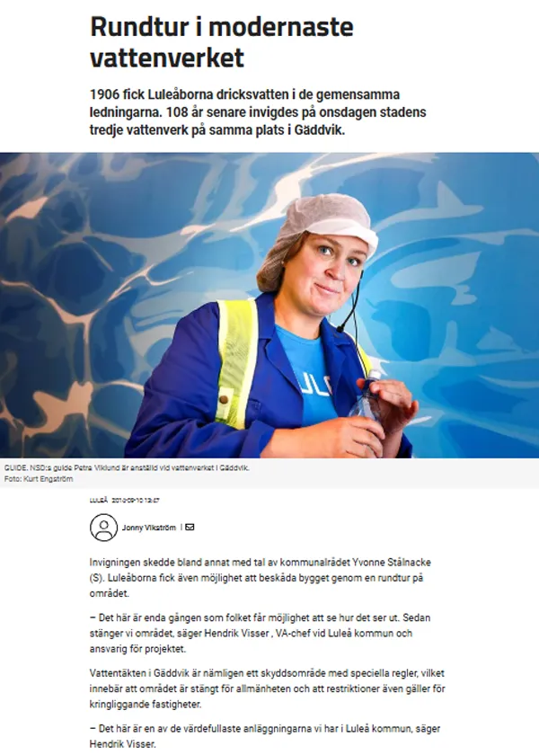 Article : Rundtur i modernaste vattenverket [en suédois]
