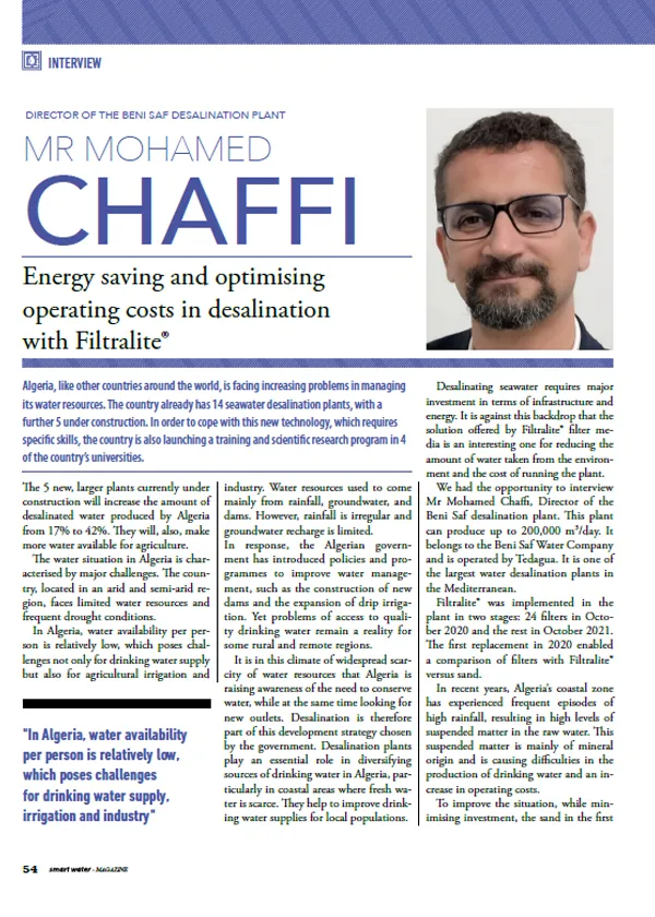Interview dans Smart Water Magazine : MR Mohamed Chaffi [en anglais]