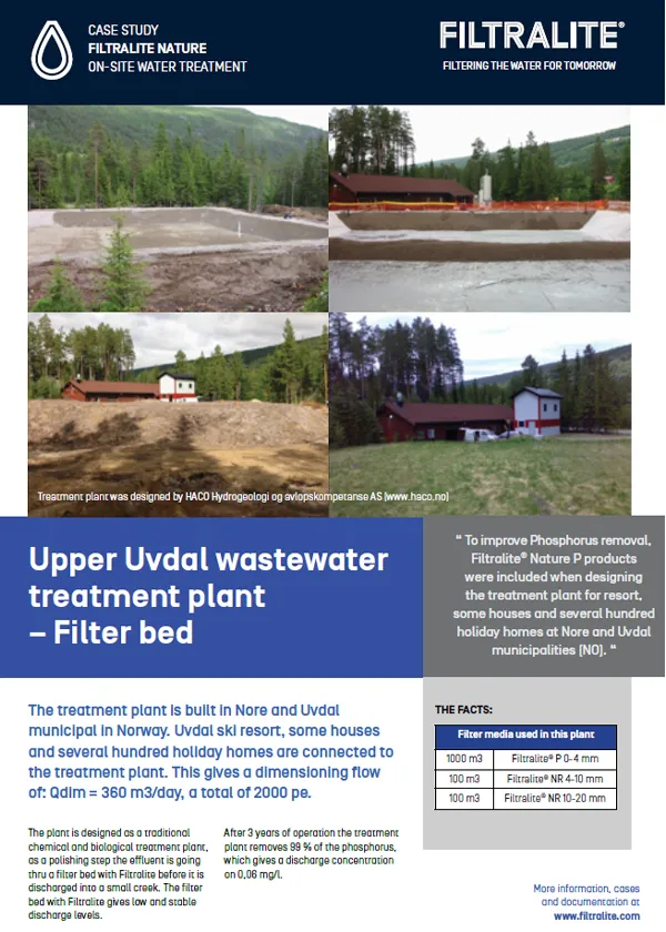 Upper Uvdal wastewater treatment plant document cover.